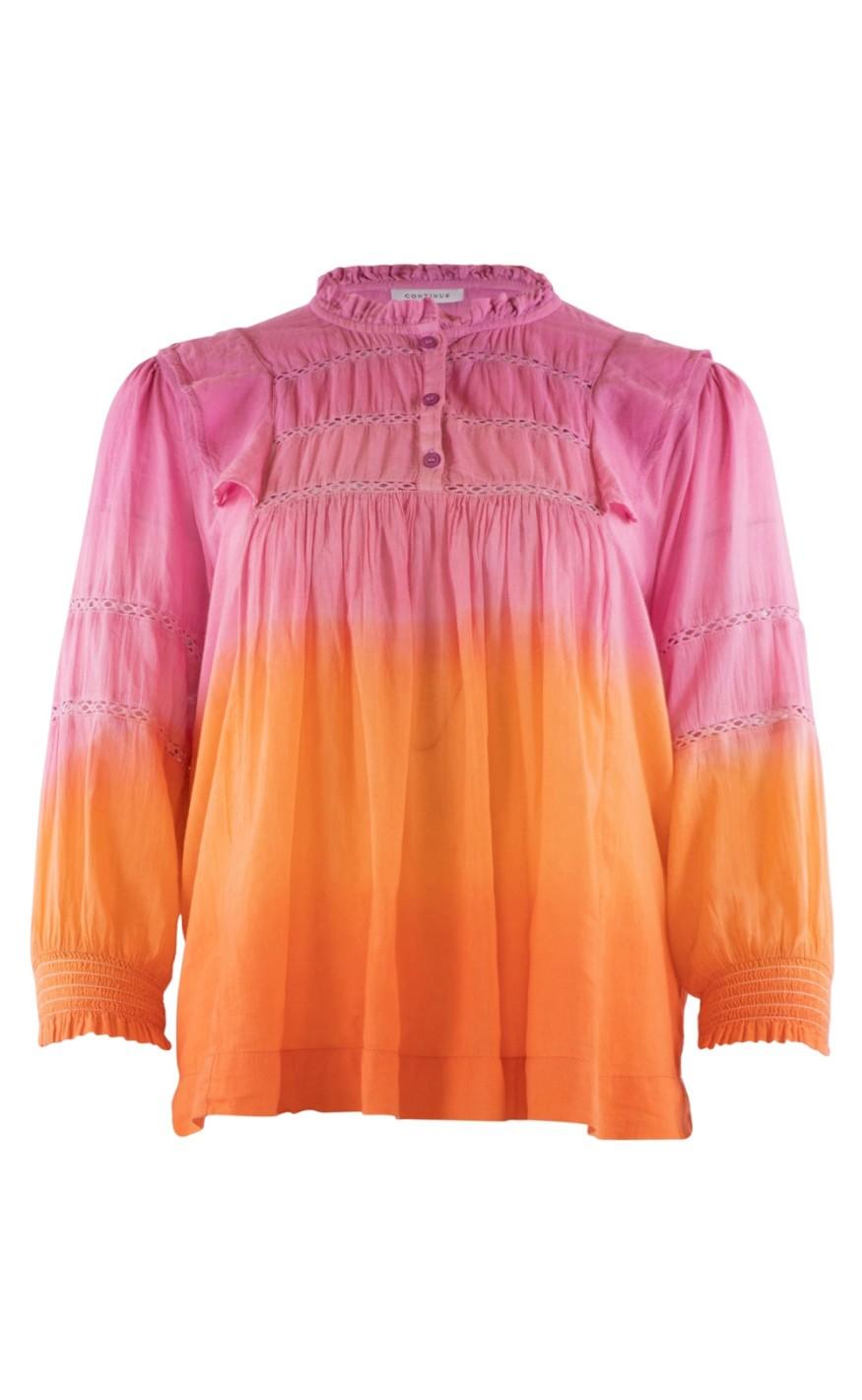 Continue Bluse - Joey - Orange/Pink Dip Dye