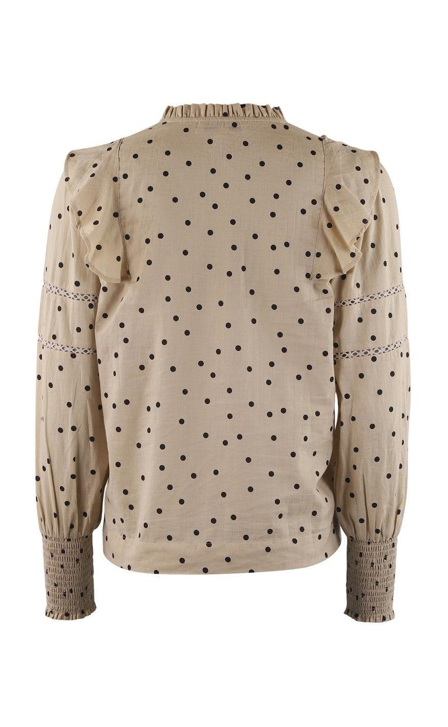 Continue Bluse - Joey - Sand with Black Dot