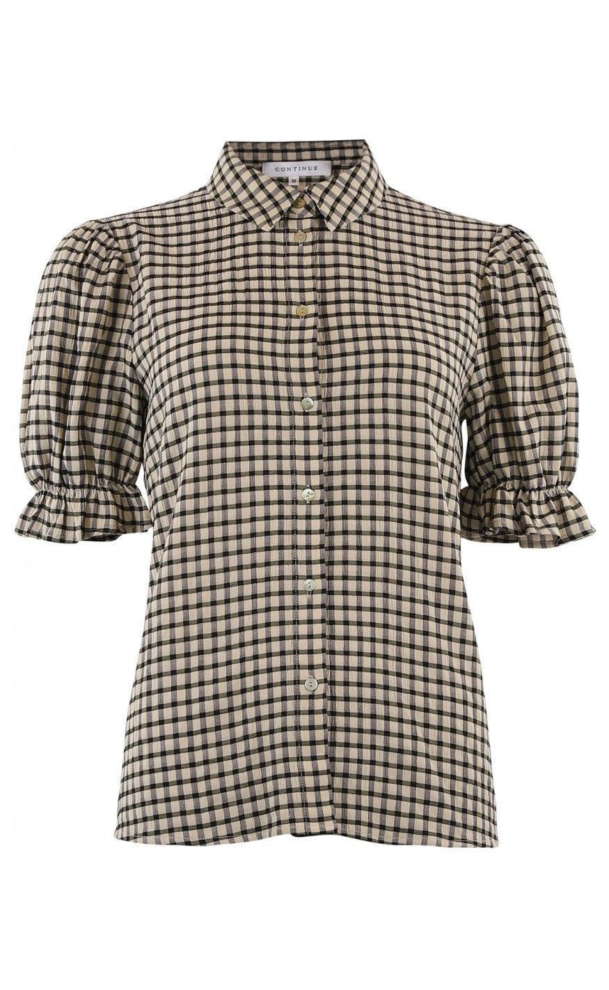 Continue Bluse - Lisa Check - Black/Sand