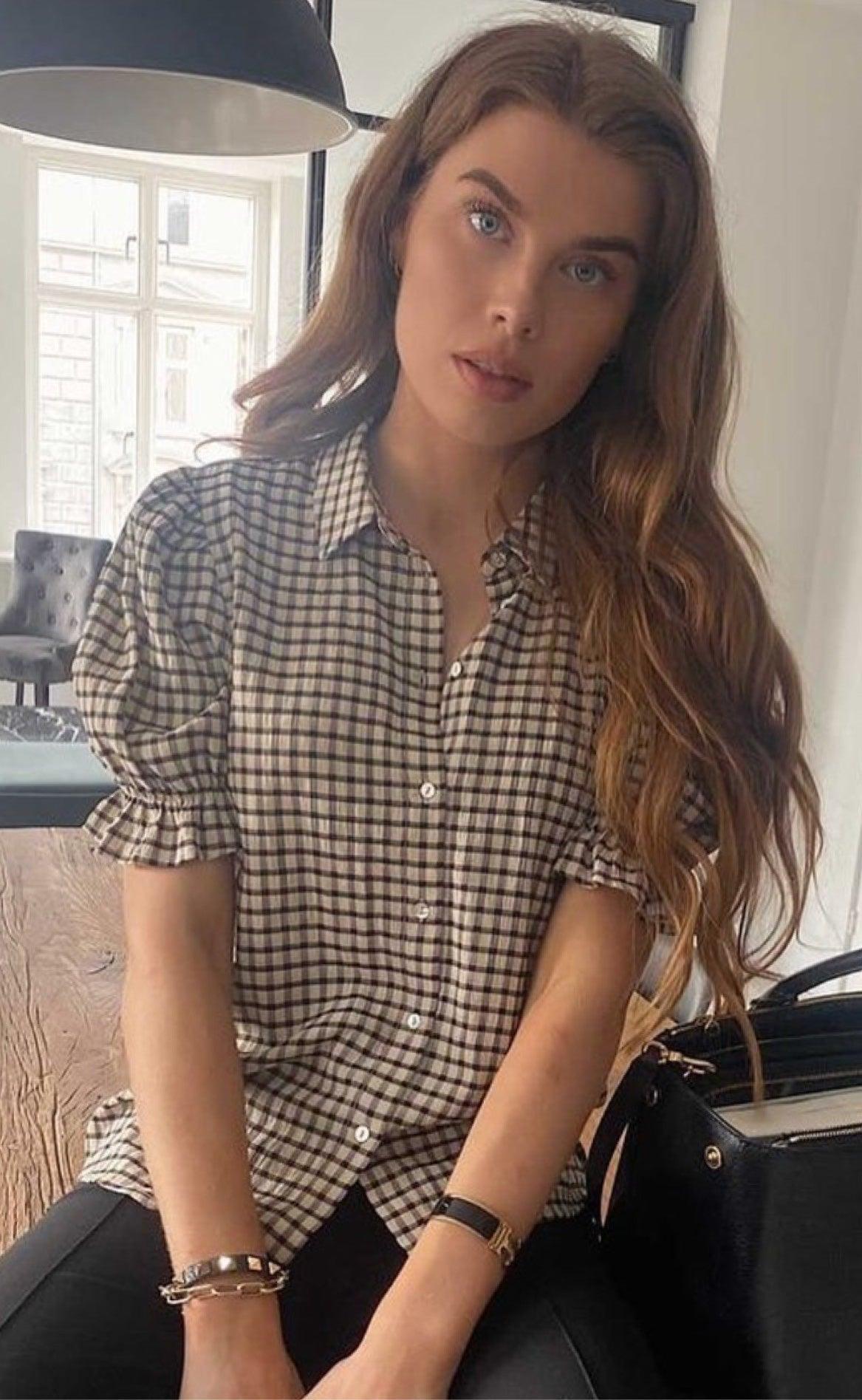 Continue Bluse - Lisa Check - Black/Sand
