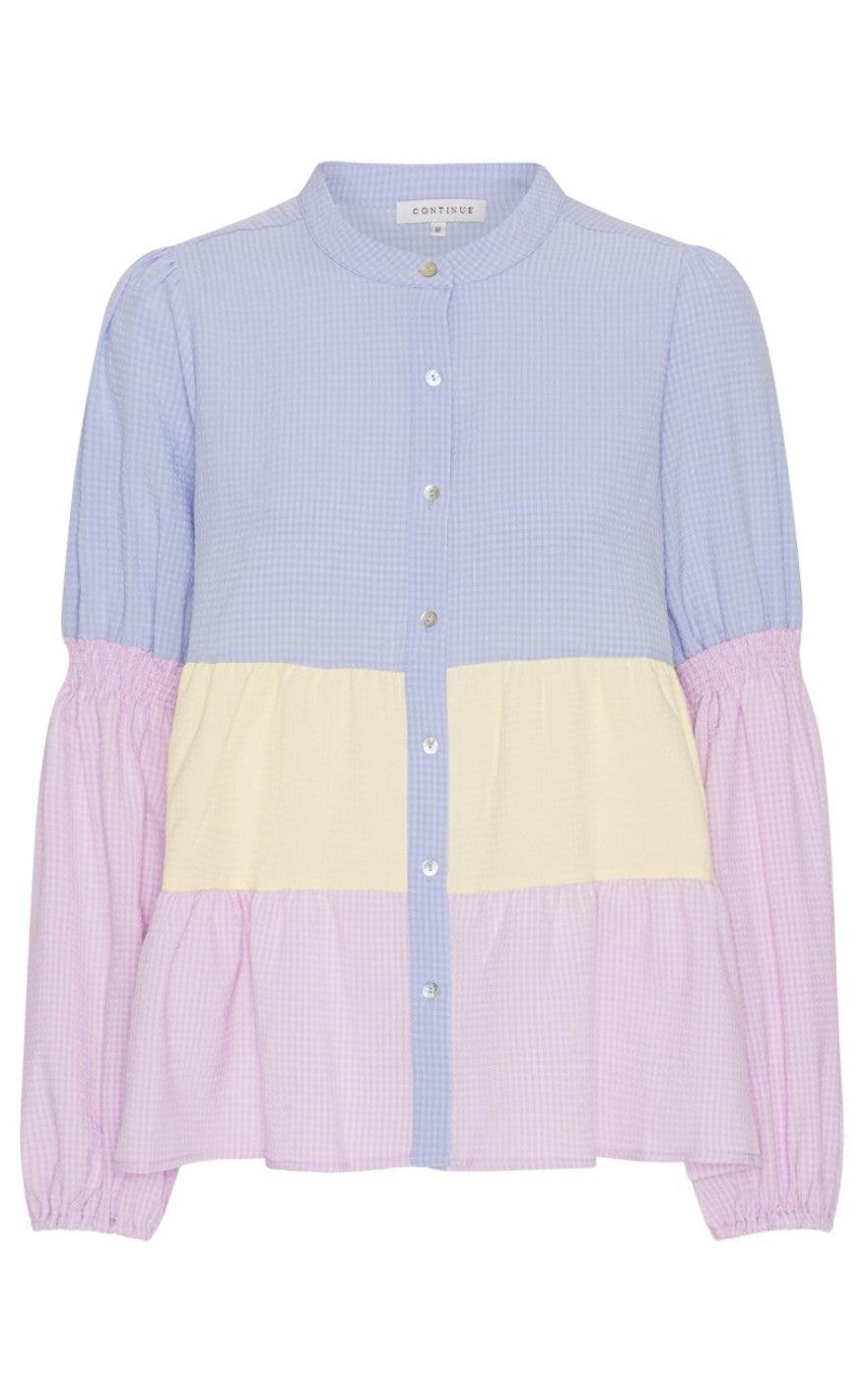 Continue Bluse - Sanna - Blue/Yellow/Purple