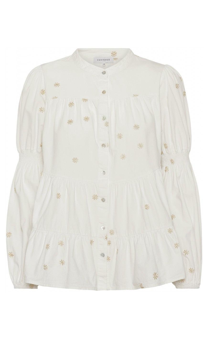 Continue Bluse - Sanna Embroderi - White