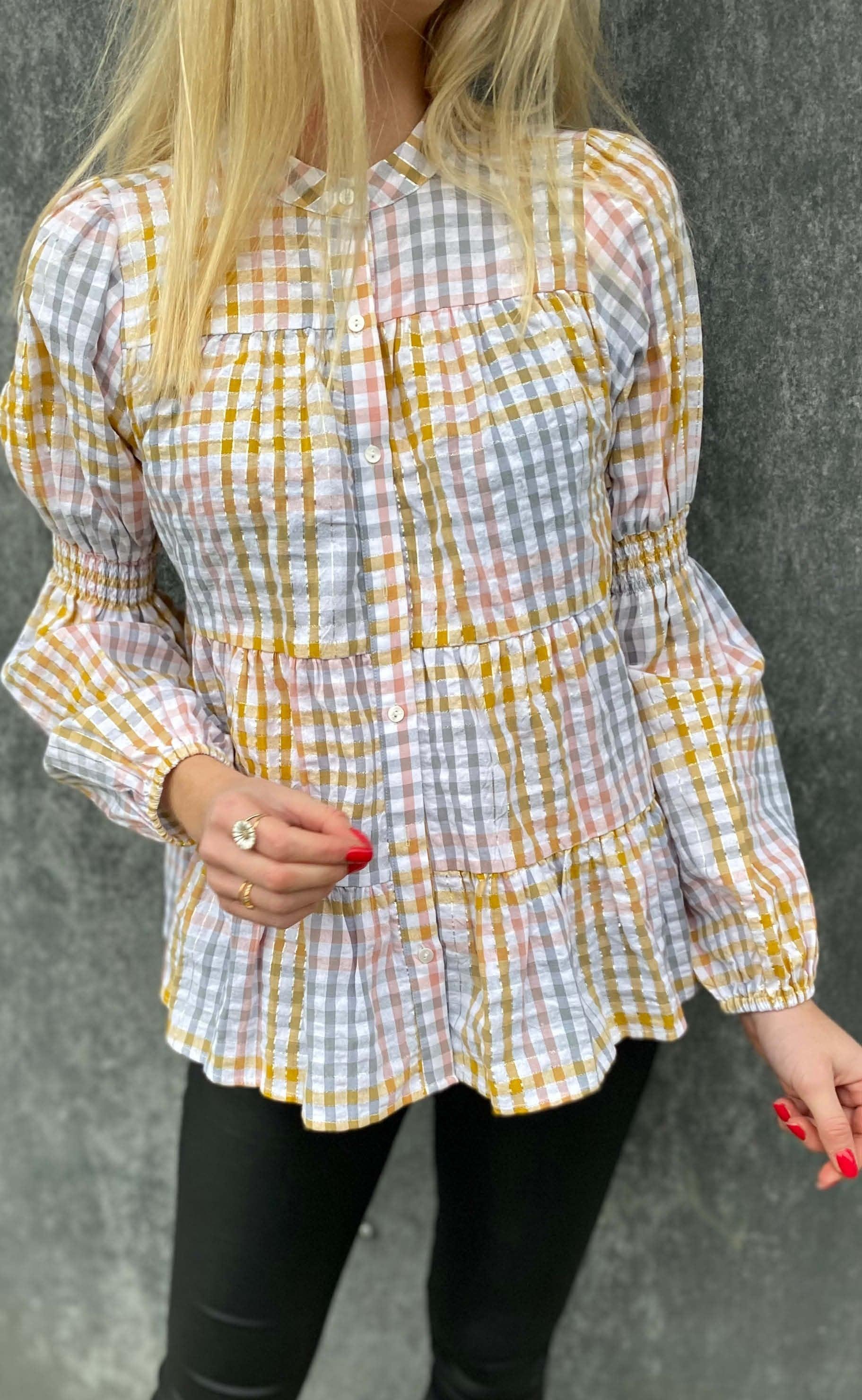 Continue Bluse - Sanna Multi Check - Multi Yellow check