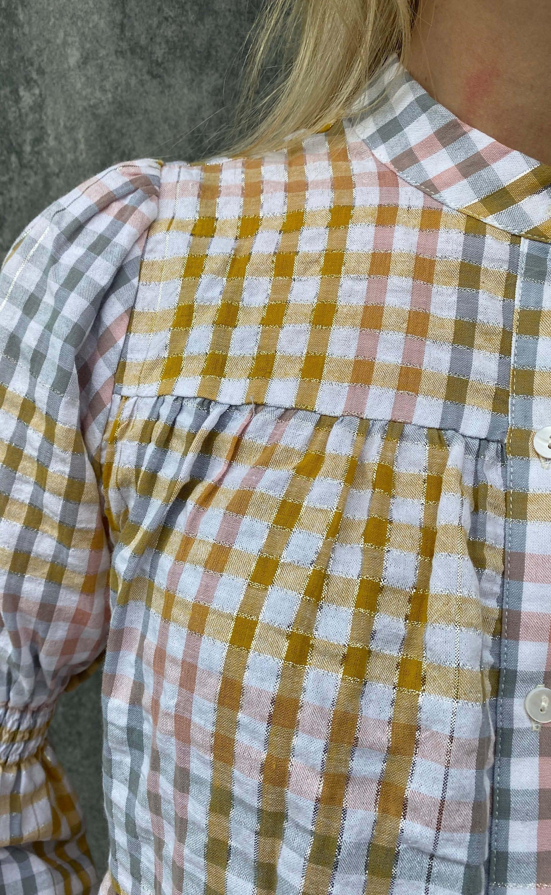 Continue Bluse - Sanna Multi Check - Multi Yellow check