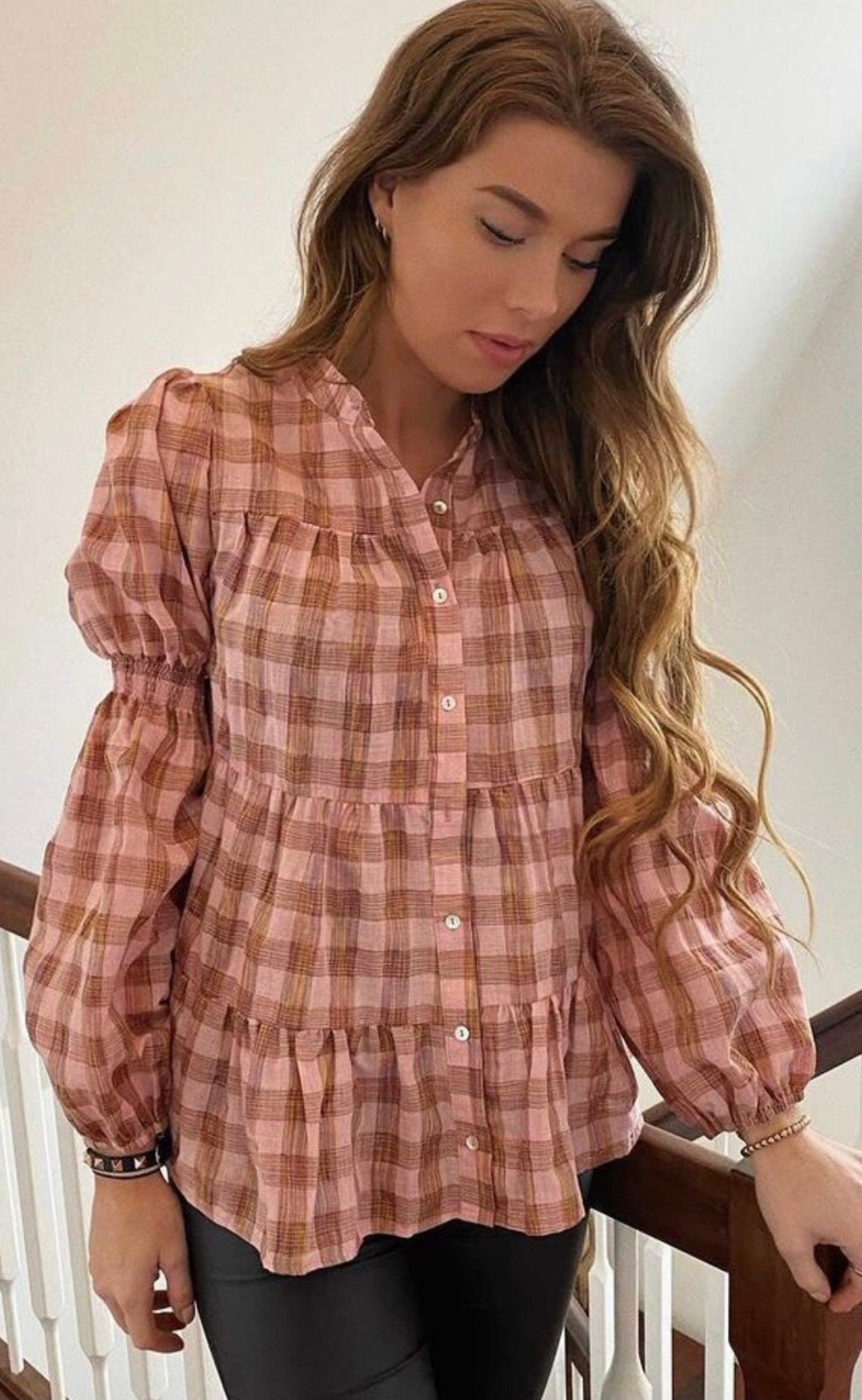 Continue Bluse - Sanna - Rose Check