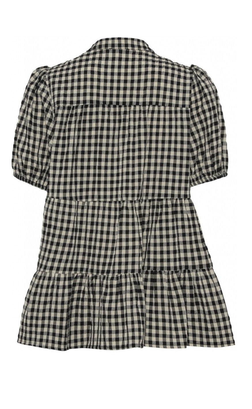 Continue Bluse - Sanna short - Small Check Black