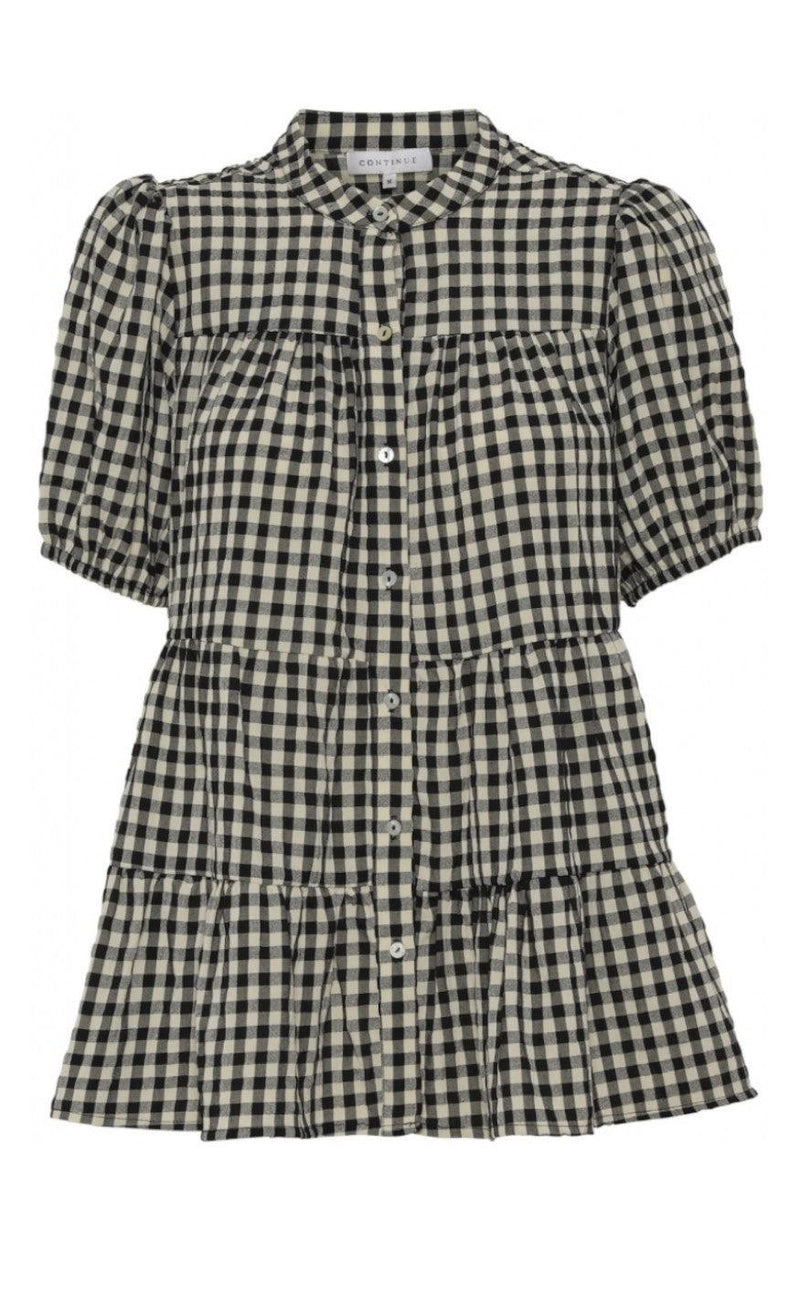 Continue Bluse - Sanna short - Small Check Black