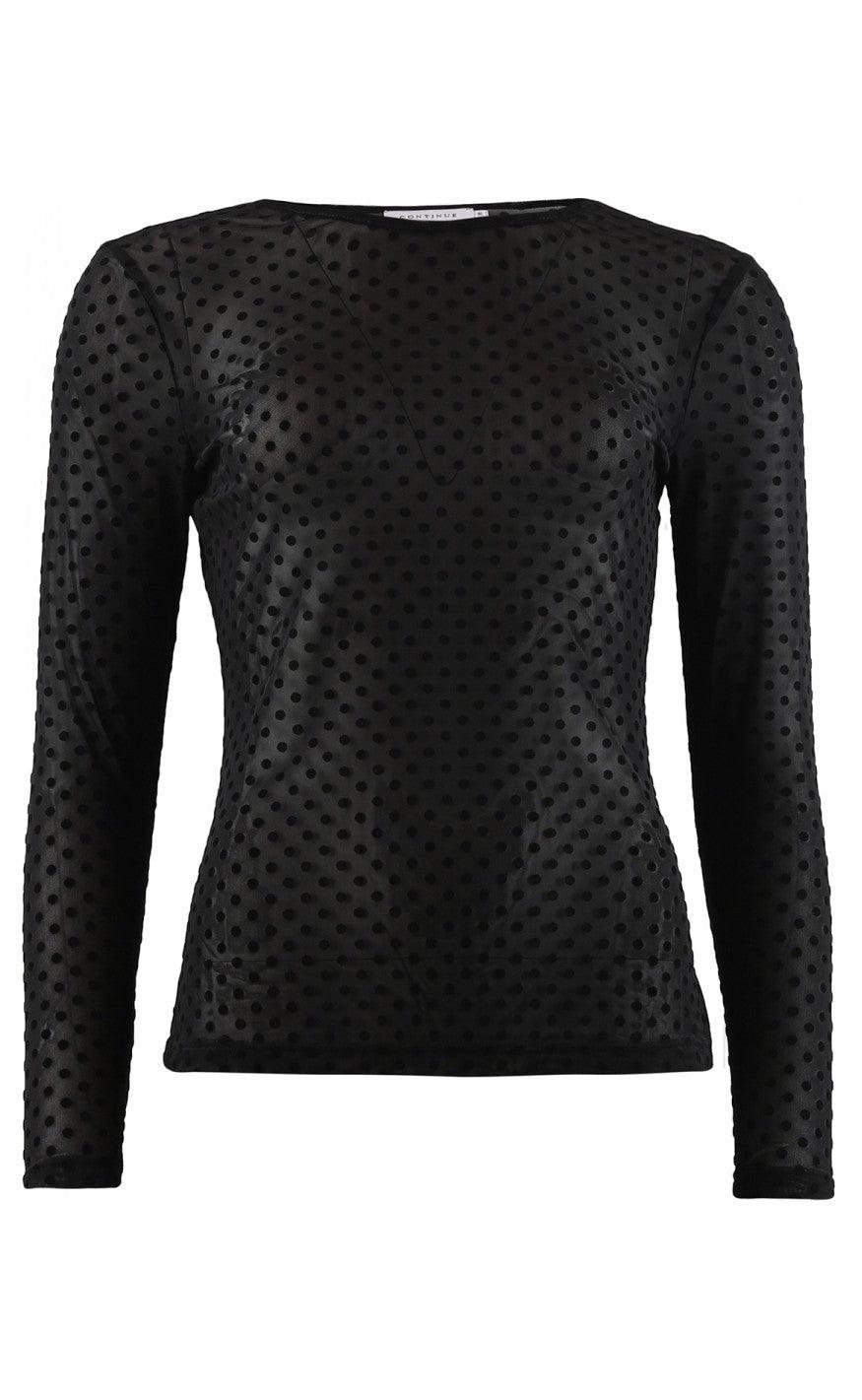 Continue Bluse - Shannie - Black With Dot