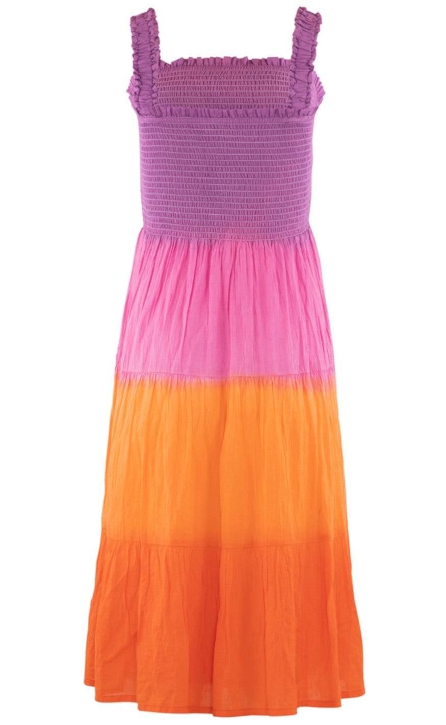 Continue Kjole - Beth - Orange/Pink Dip Dye