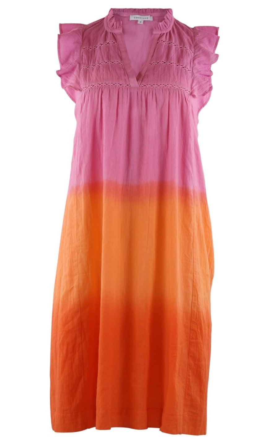 Continue Kjole - Joey - Orange/Pink Dip Dye