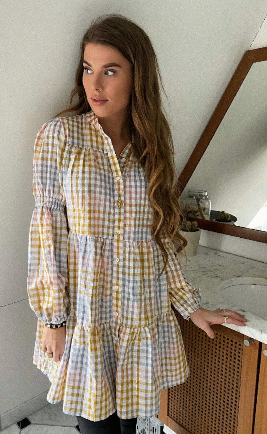 Continue Kjole - Sanna Multicheck - Multi Yellow Check
