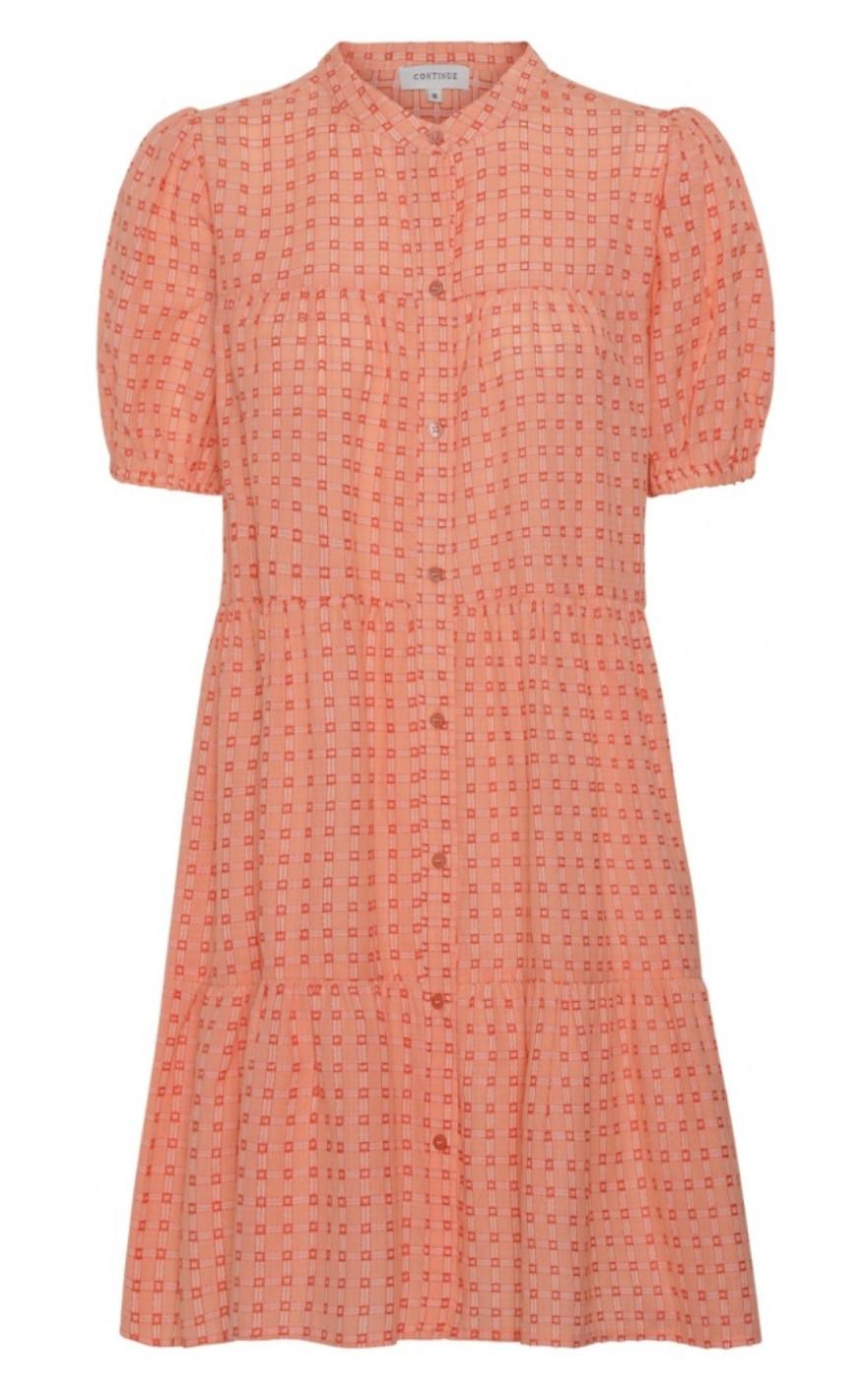 Continue Kjole - Sanna Orange - Orange Small Check