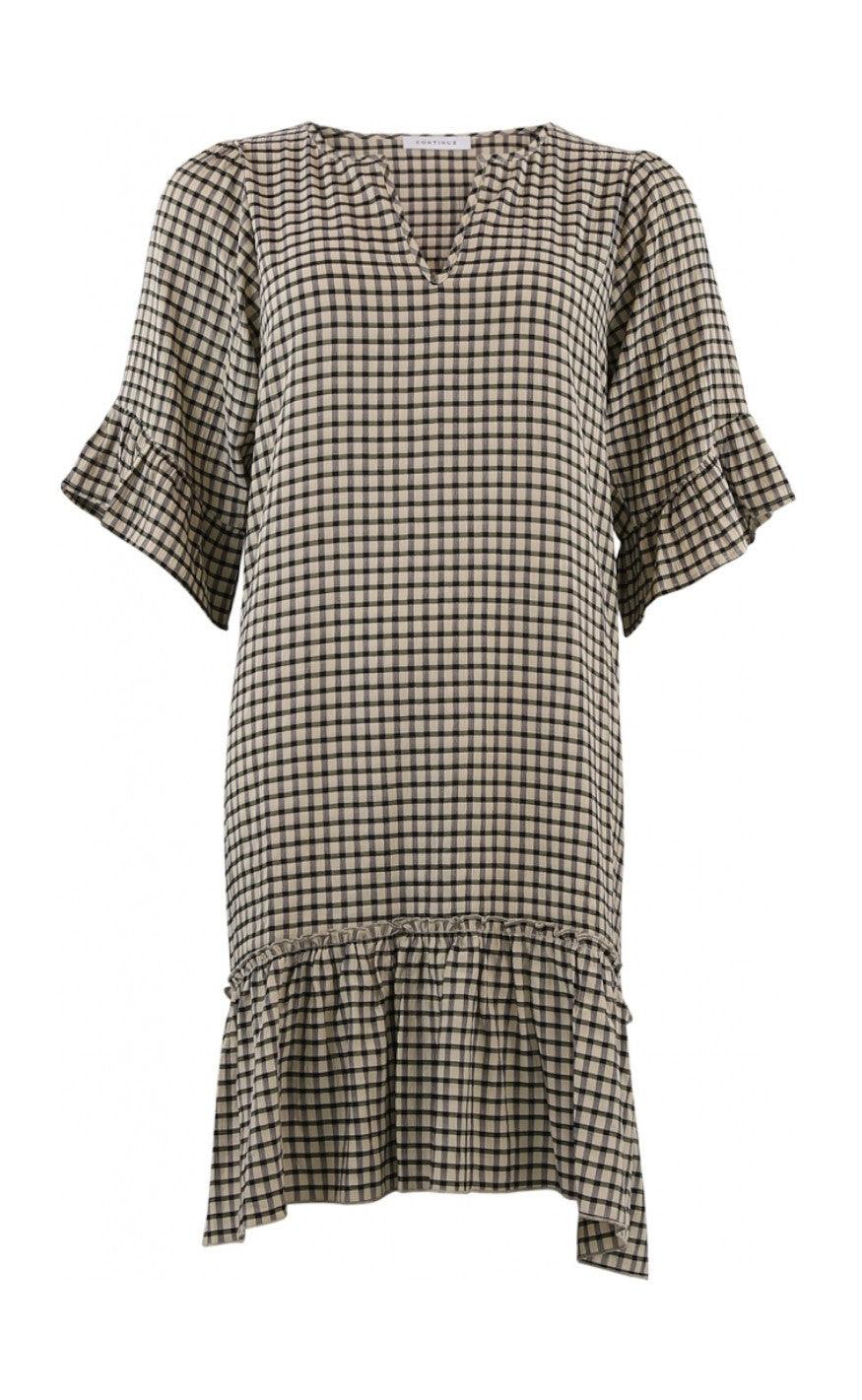 Continue Kjole - Thyra Check - Black/Sand