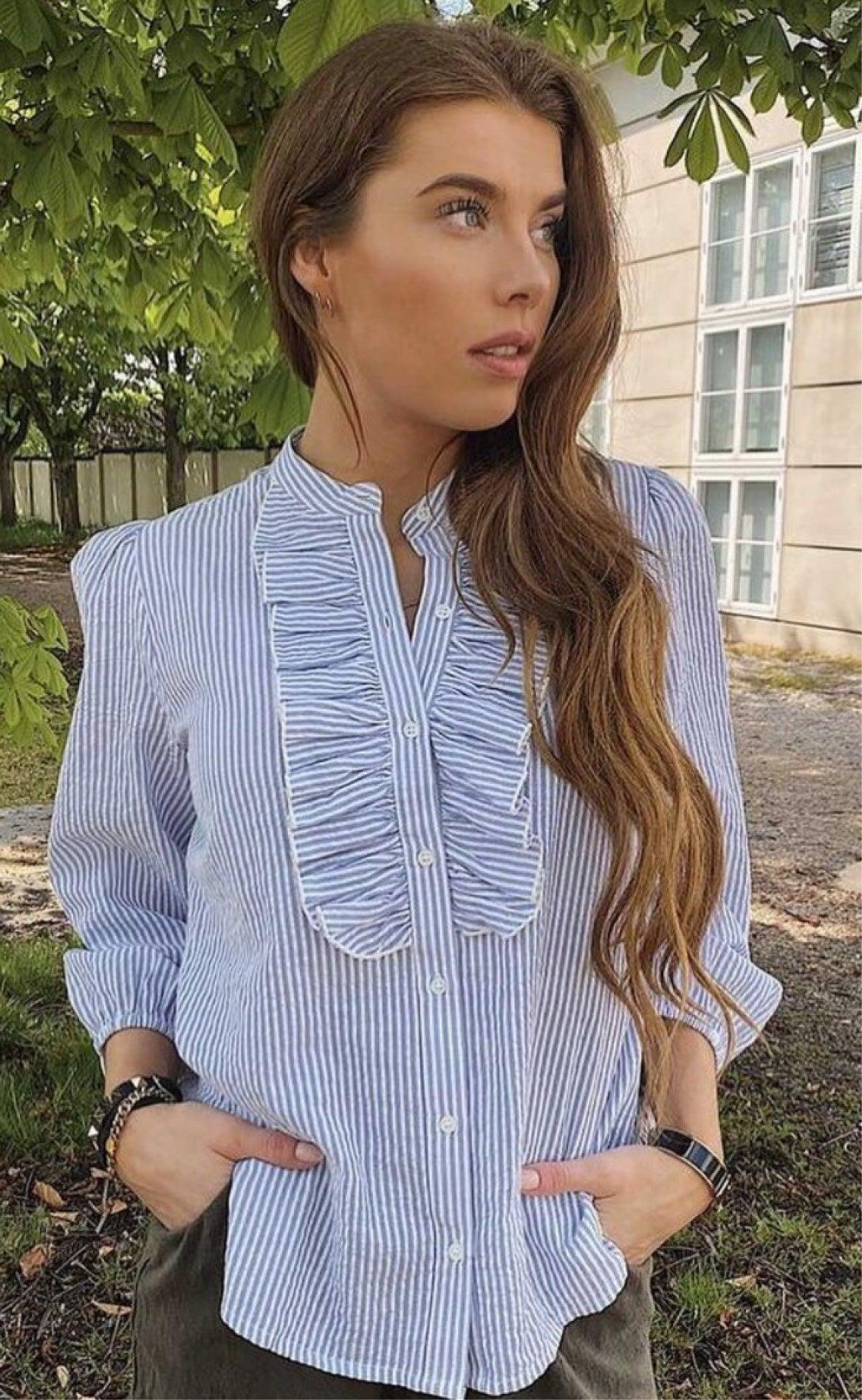 Continue Skjorte - Perle Stripe - Blue / White
