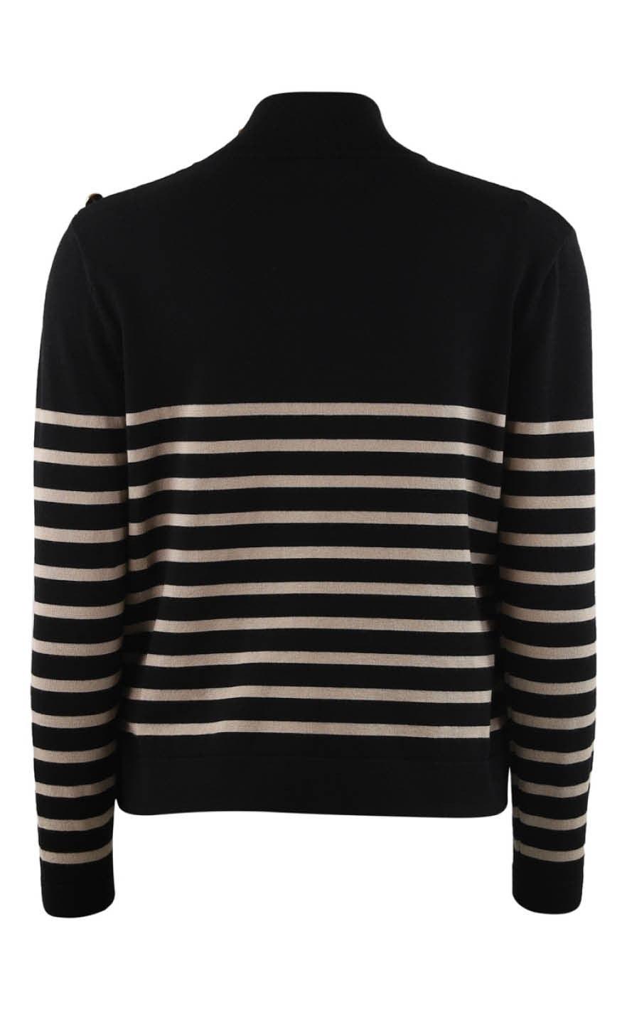 Continue Strikbluse - Sissa - Black With Offwhite Stripe