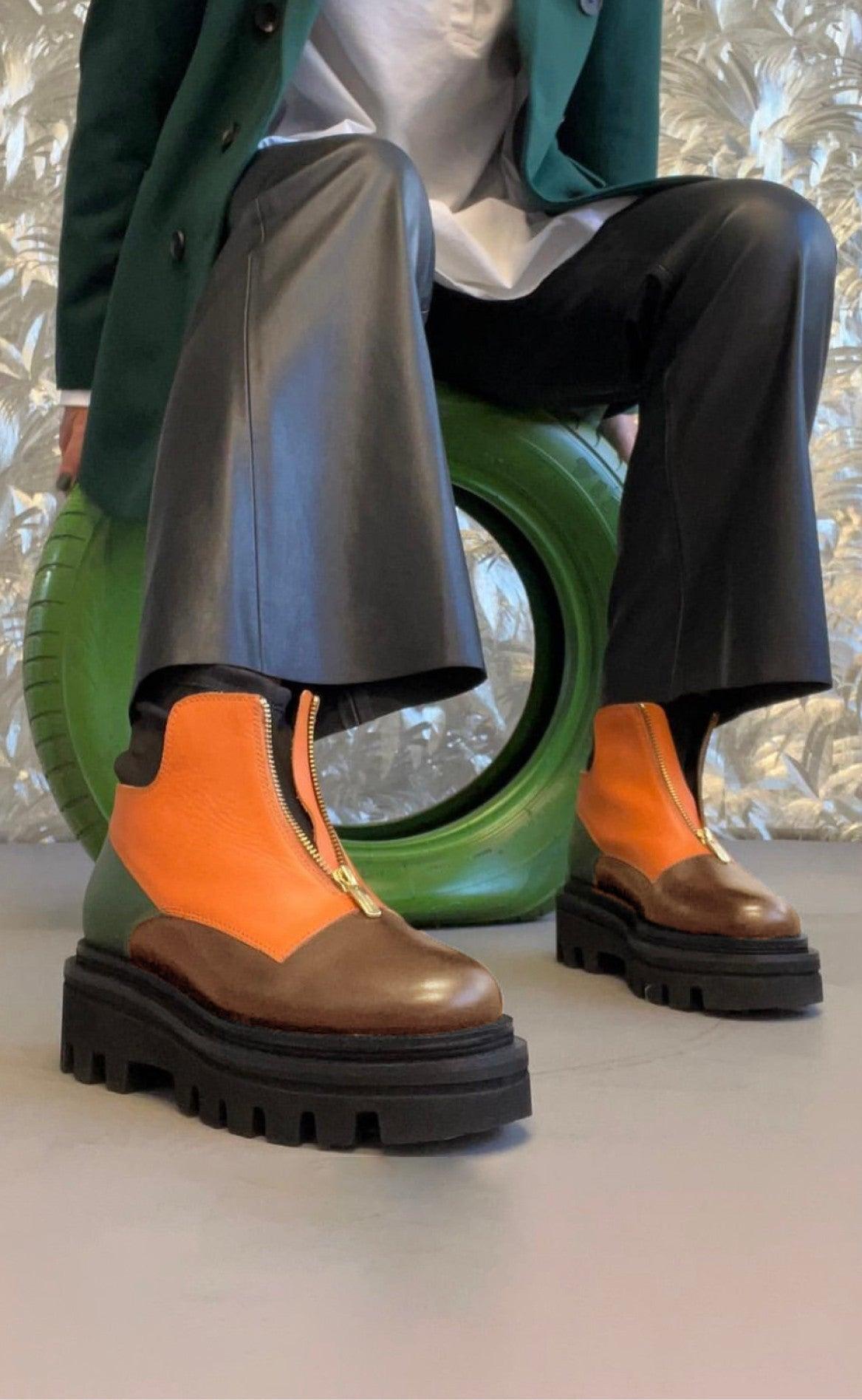 Copenhagen Shoes By Josefine Valentin Støvler - Cosy Chunky - Brown/Orange