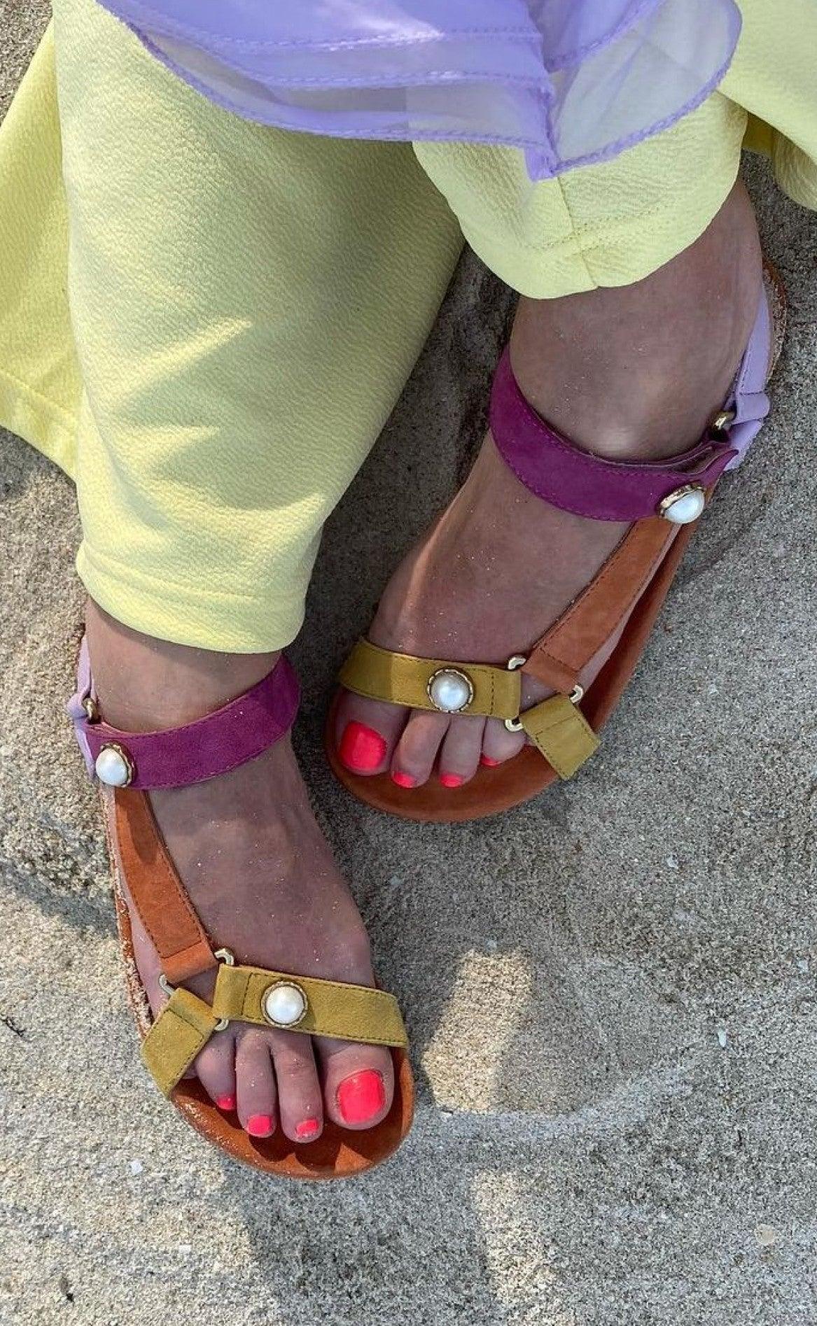 Copenhagen Shoes Sandal - Peace With Pearl - Orange Multi
