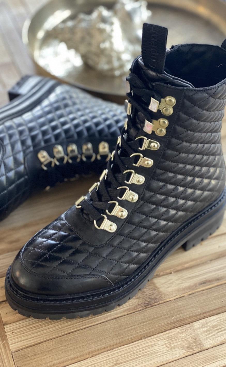 Copenhagen Shoes Støvle - Watch Quilted - Black Gold
