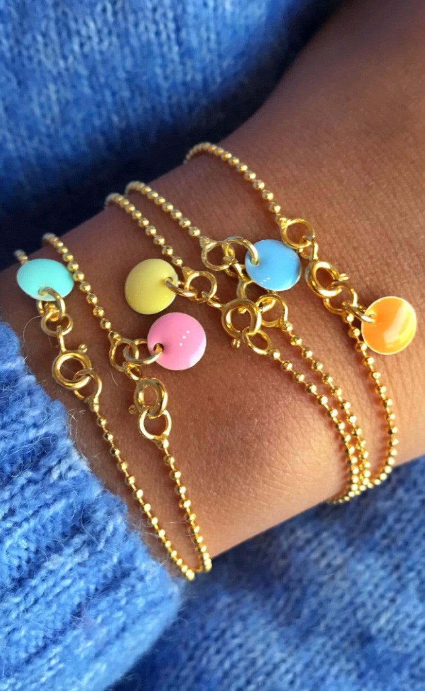 ENAMEL Armbånd - Ball Chain - Light Yellow