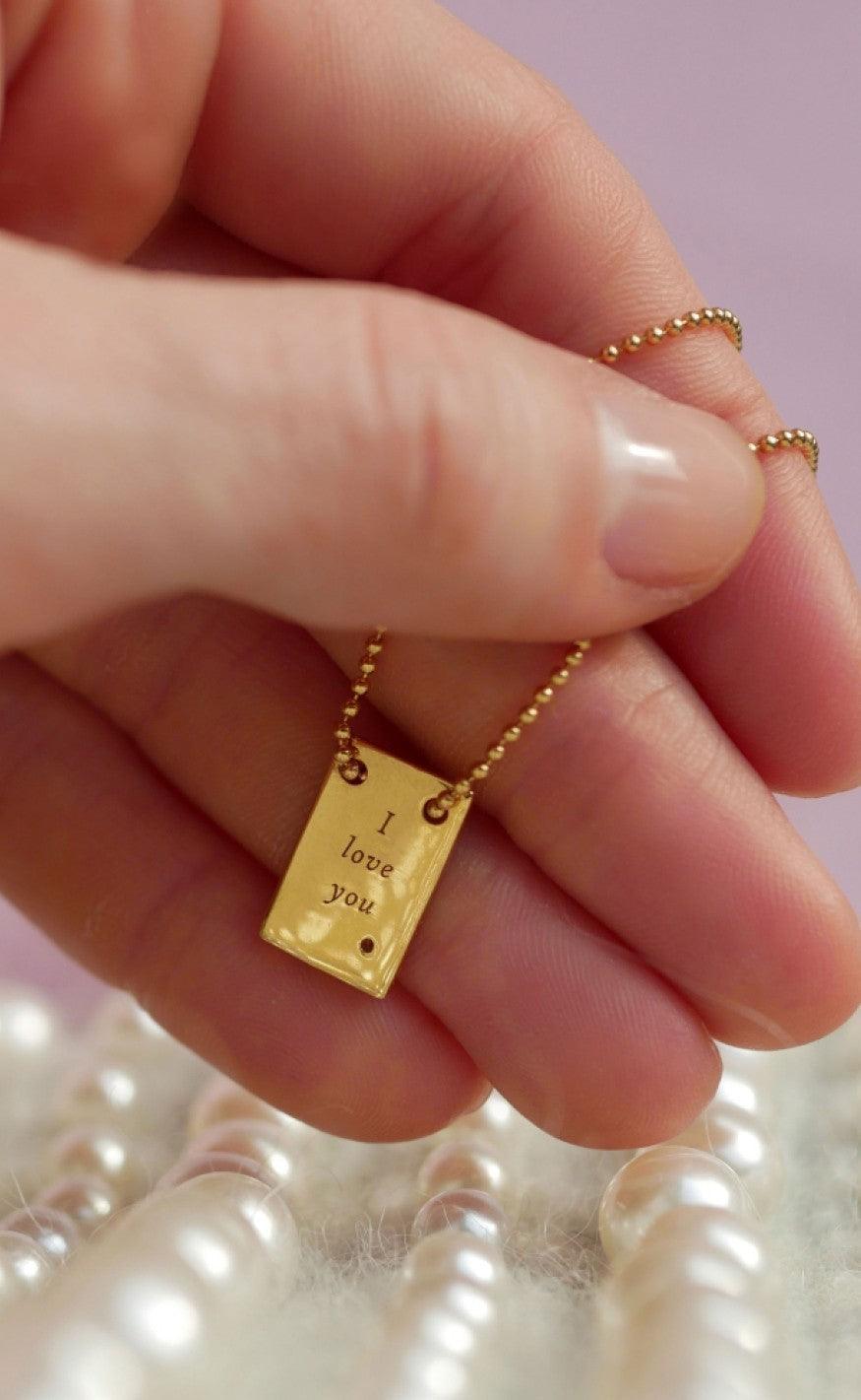 ENAMEL Copenhagen Halskæde - I Love You - Guld