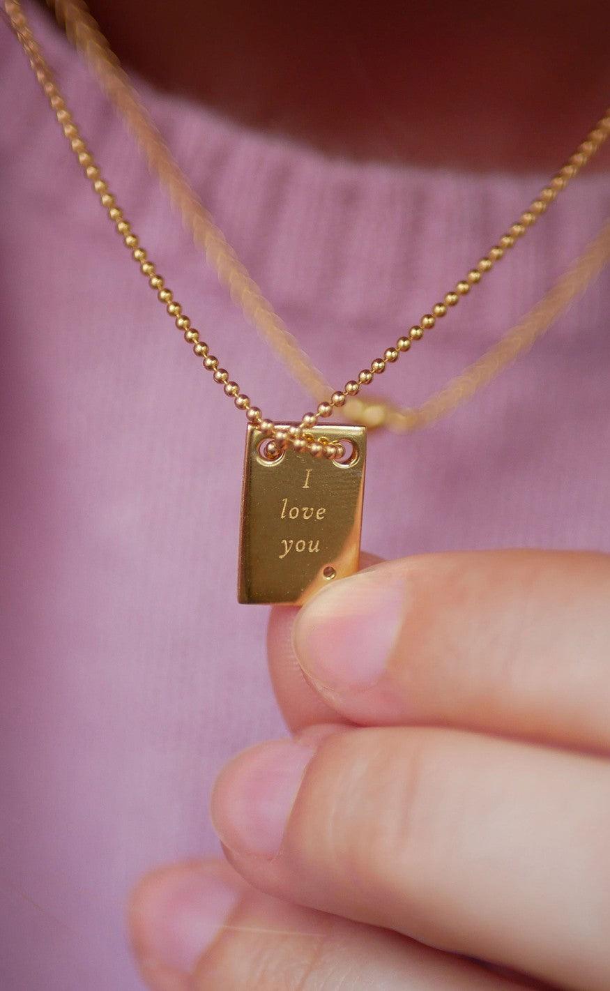ENAMEL Copenhagen Halskæde - I Love You - Guld