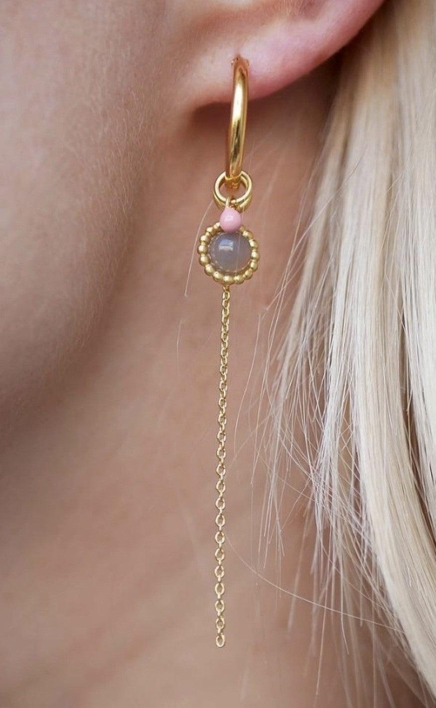 ENAMEL Copenhagen Øreringe / Hoops - Charming - Grey Moonstone
