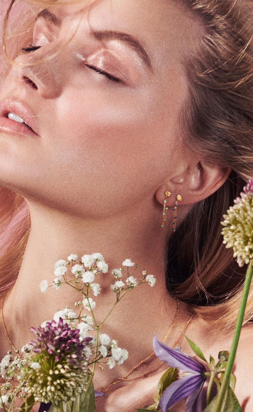 ENAMEL Copenhagen Øreringe - Lola - Guld / Light Pink