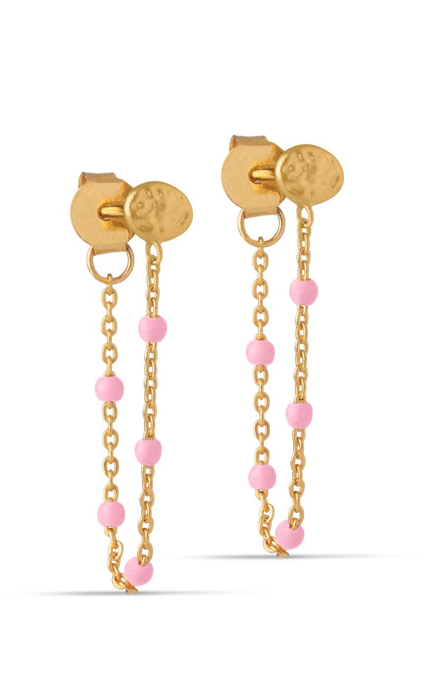 ENAMEL Copenhagen Øreringe - Lola - Guld / Light Pink
