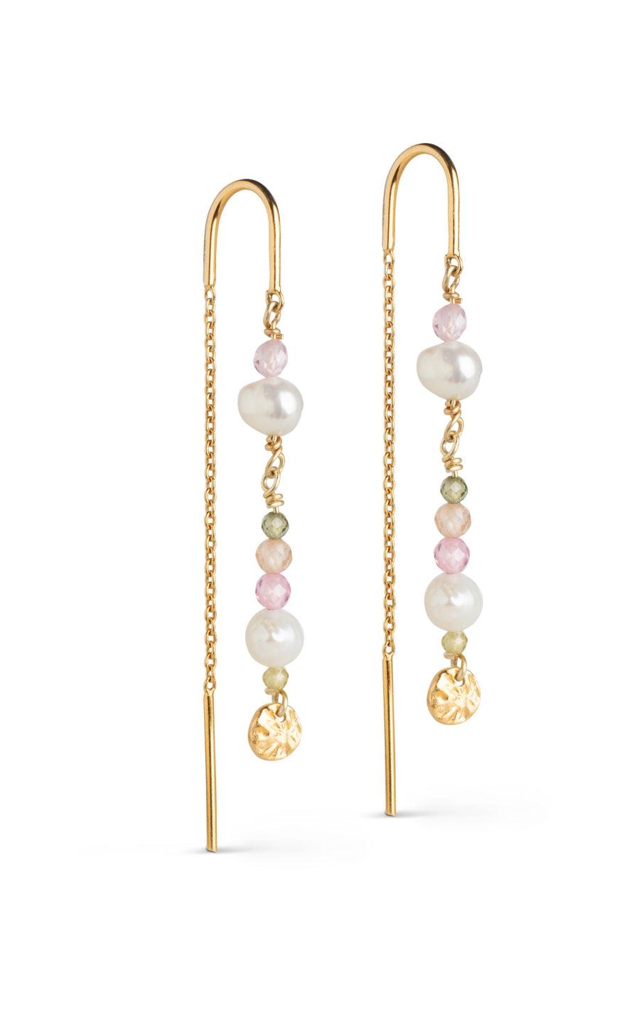 ENAMEL Copenhagen Øreringe - Sofia - Light Pink / Kaki Green / Peach / Pearl