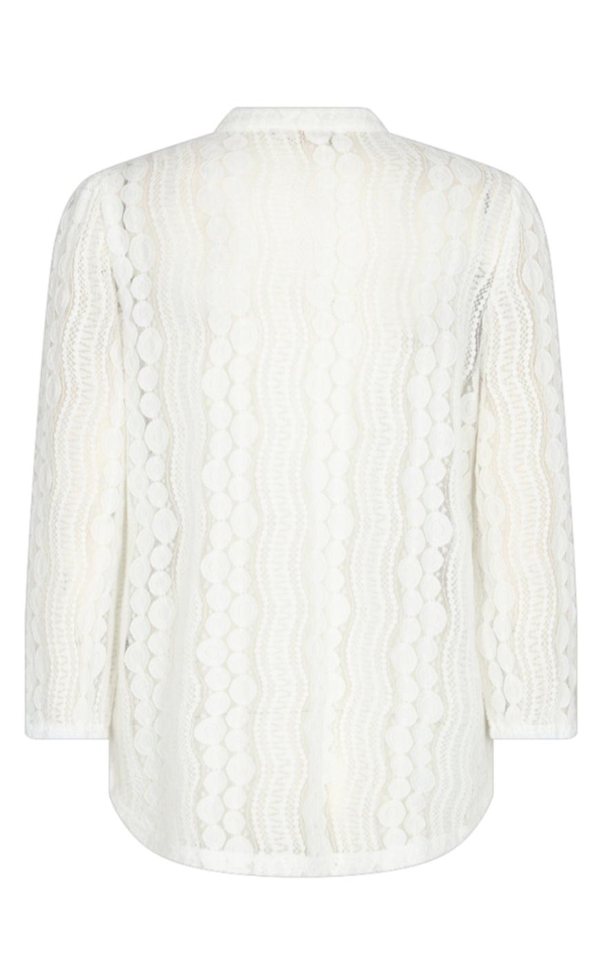 Freequent Bluse - Gro 3/4 - Off White