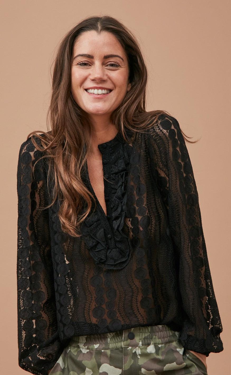 Freequent Bluse - Gro - Black