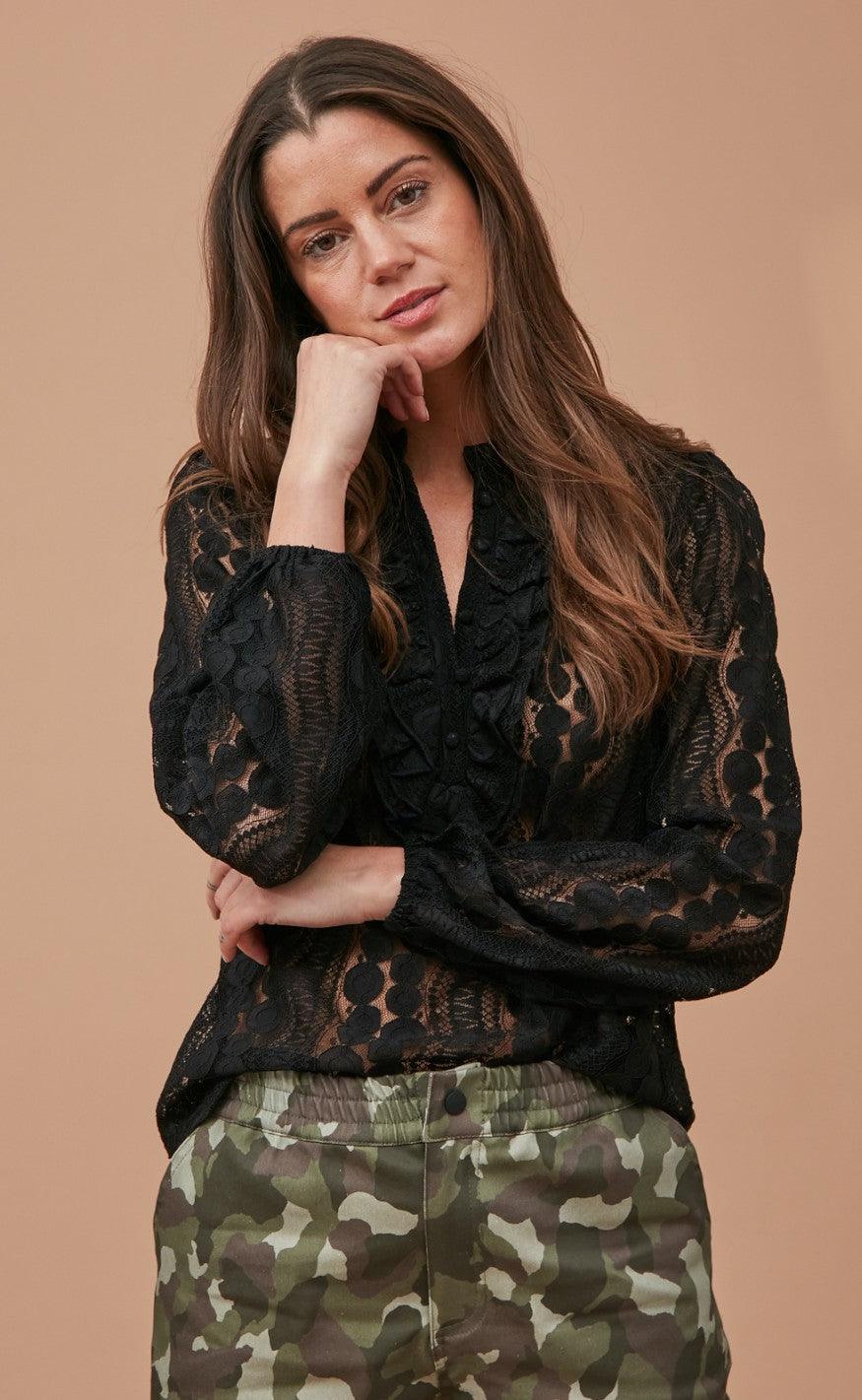 Freequent Bluse - Gro - Black