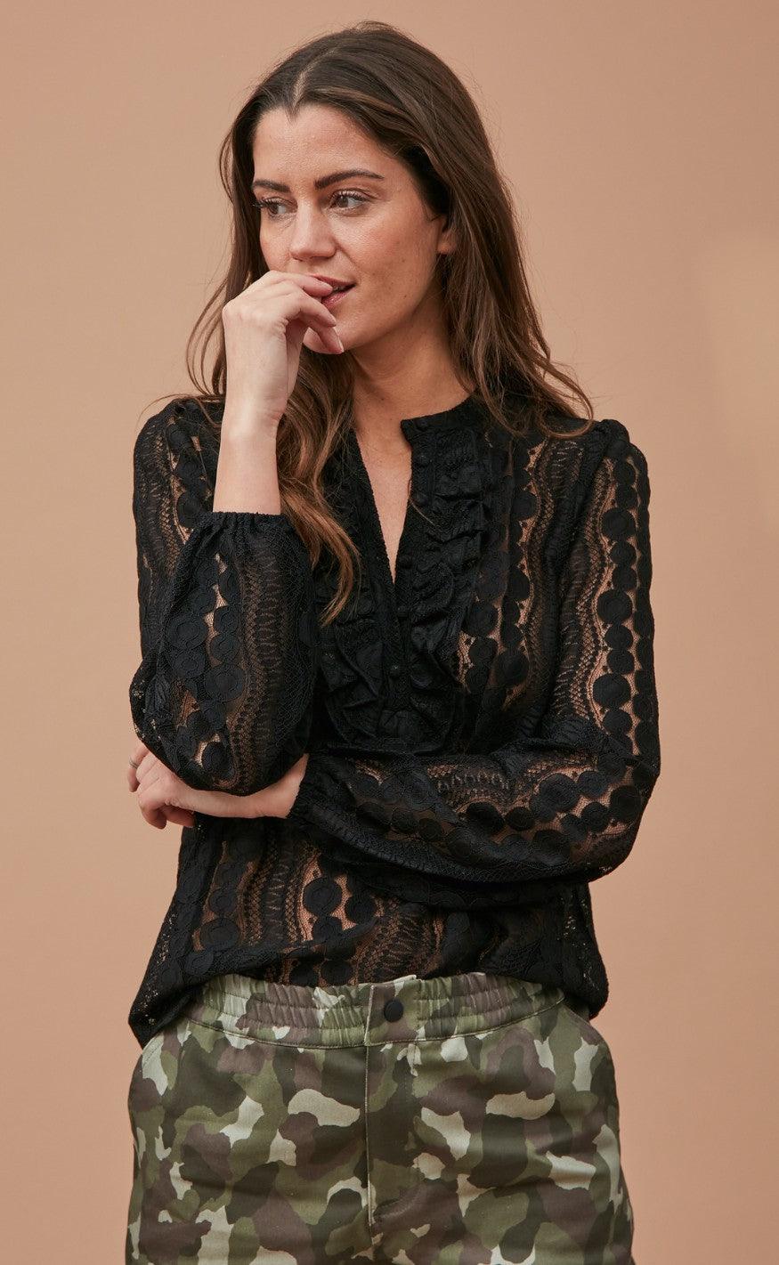 Freequent Bluse - Gro - Black