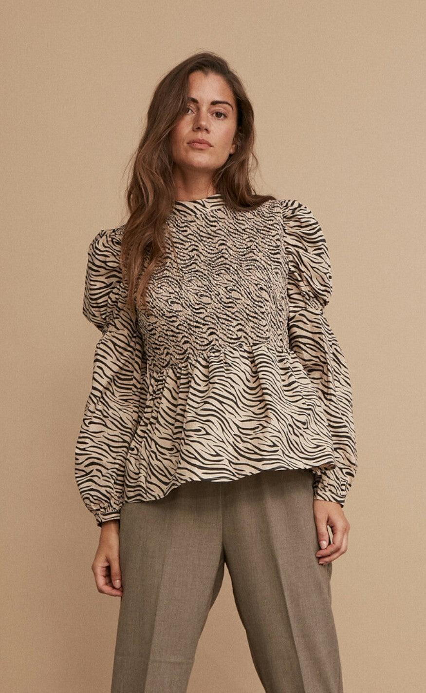 Freequent Bluse - Kaisa - Oxford Tan Zebra