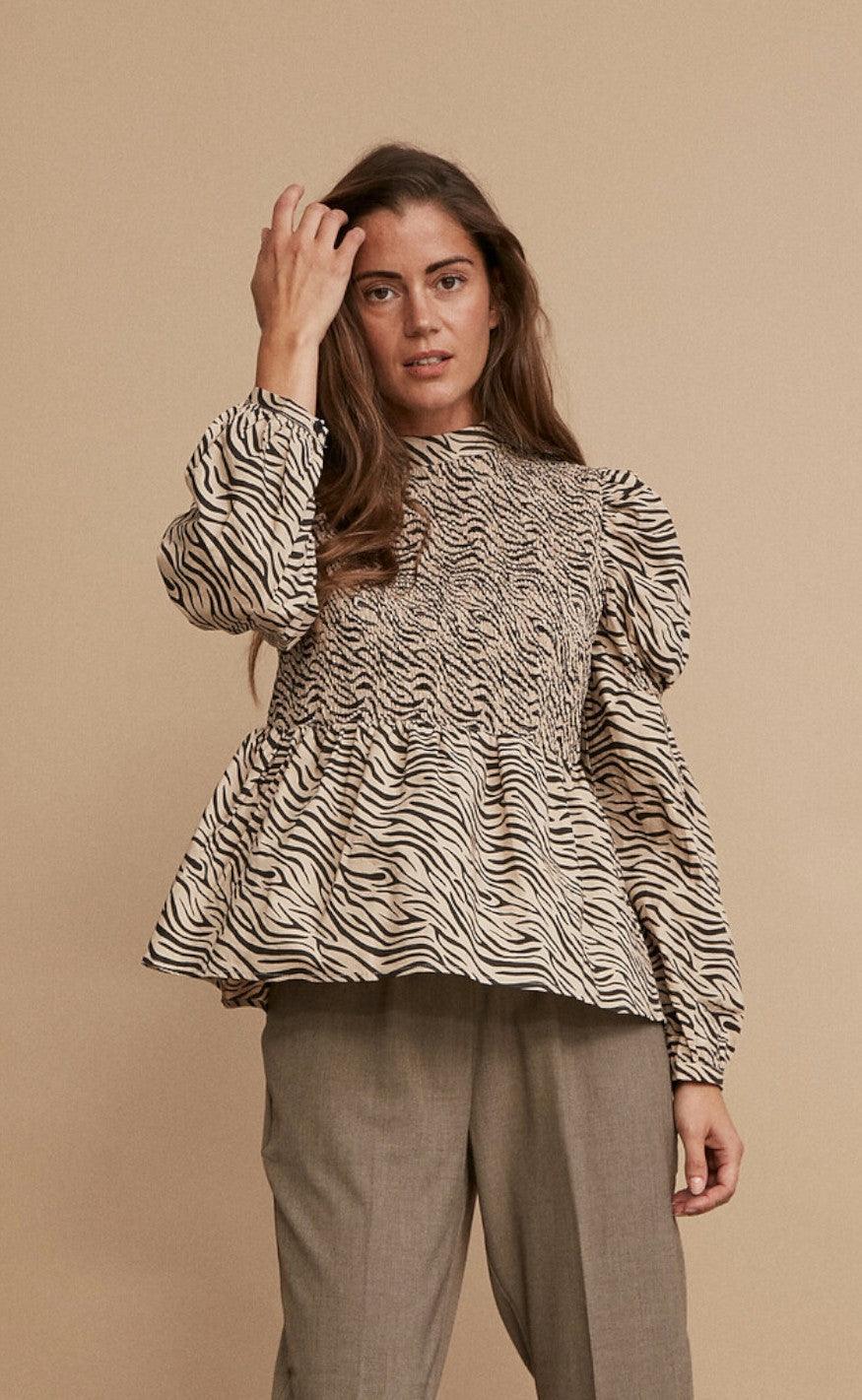 Freequent Bluse - Kaisa - Oxford Tan Zebra