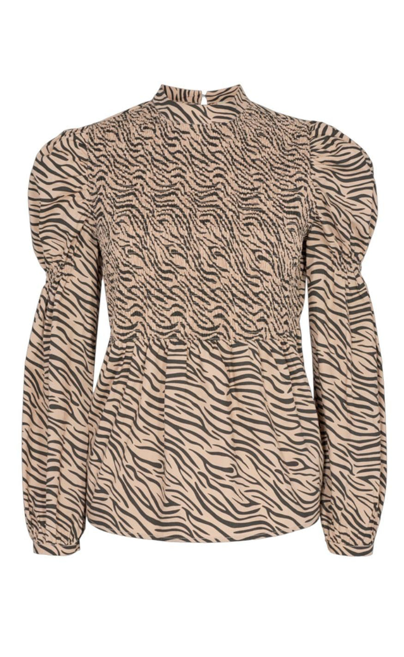 Freequent Bluse - Kaisa - Oxford Tan Zebra