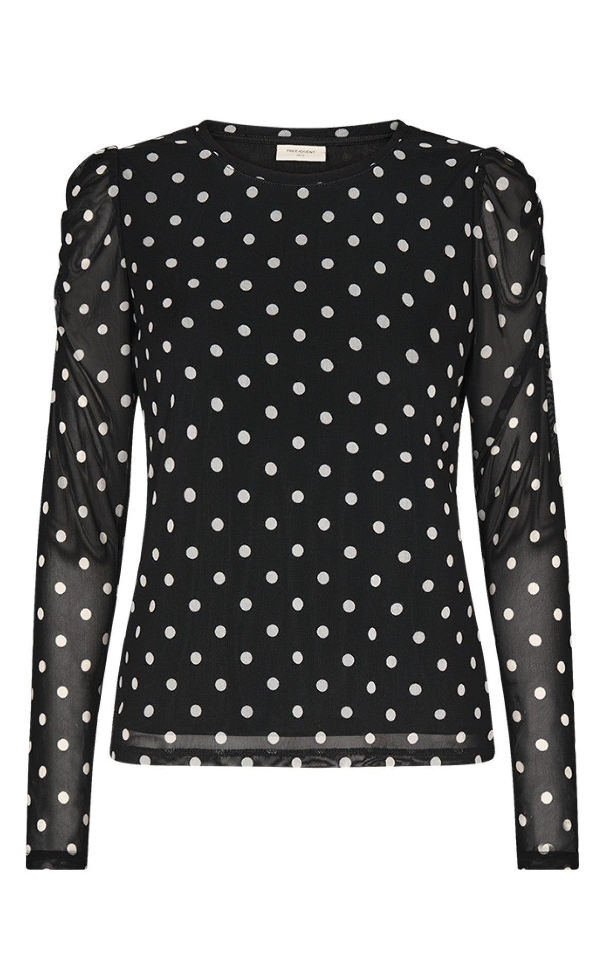 Freequent Bluse - Manta - Black/Offwhite