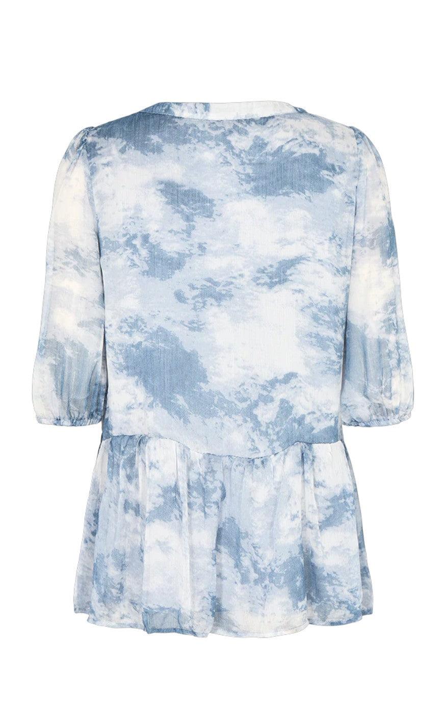 Freequent Bluse - Marble - Chambray Blue Mix
