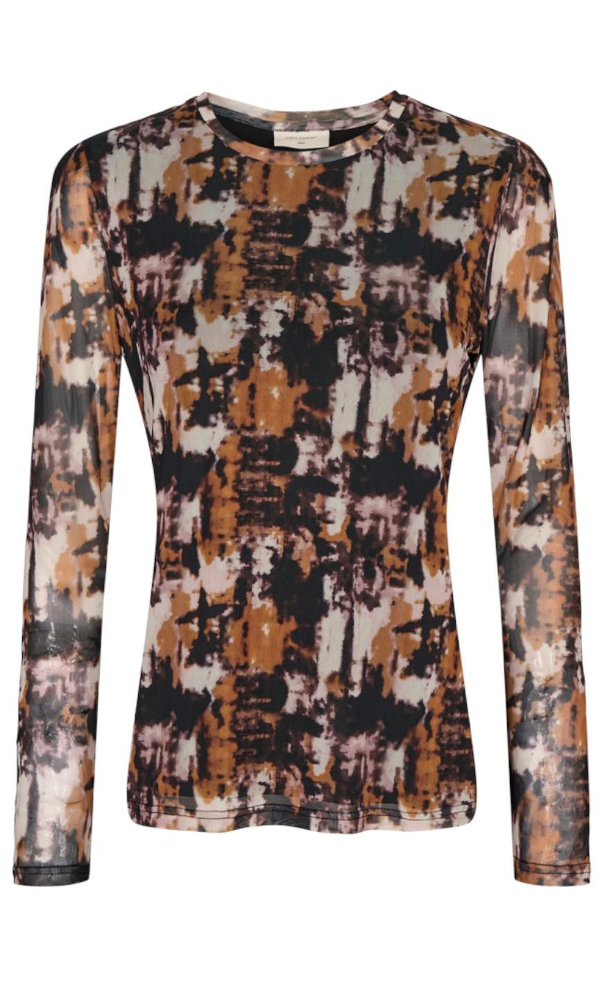 Freequent Bluse - Meshka - Coffee Bean