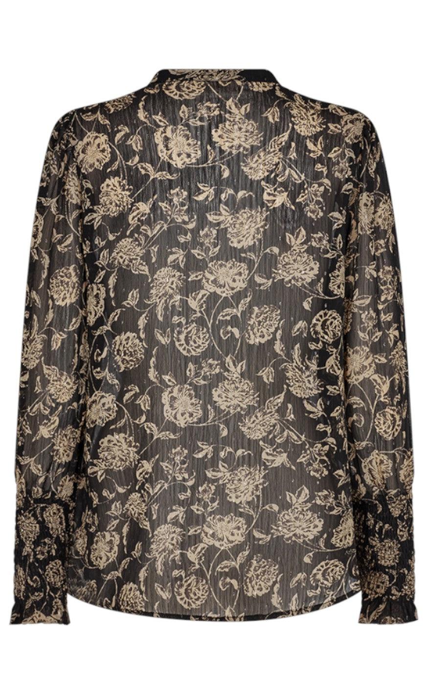Freequent Bluse - Olona - Black With Walnut