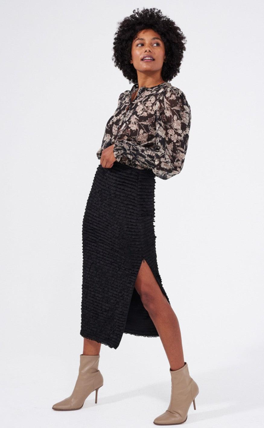 Freequent Bluse - Olona - Black With Walnut