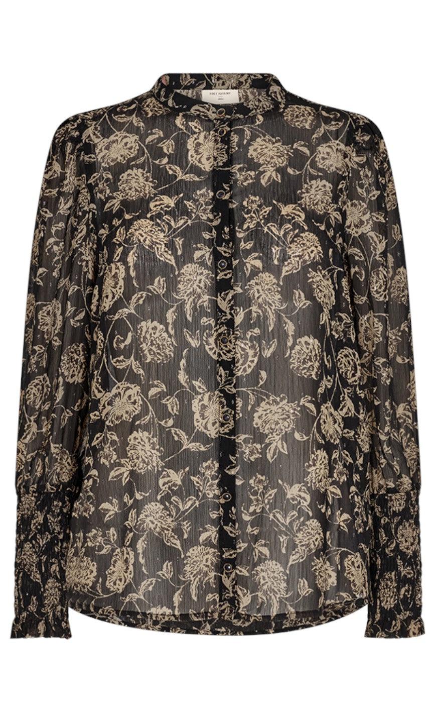 Freequent Bluse - Olona - Black With Walnut