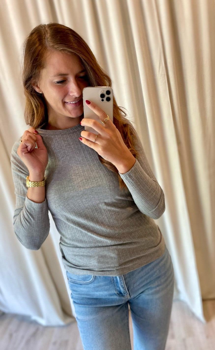 Freequent Bluse - Perfect - Med. Grey Melange
