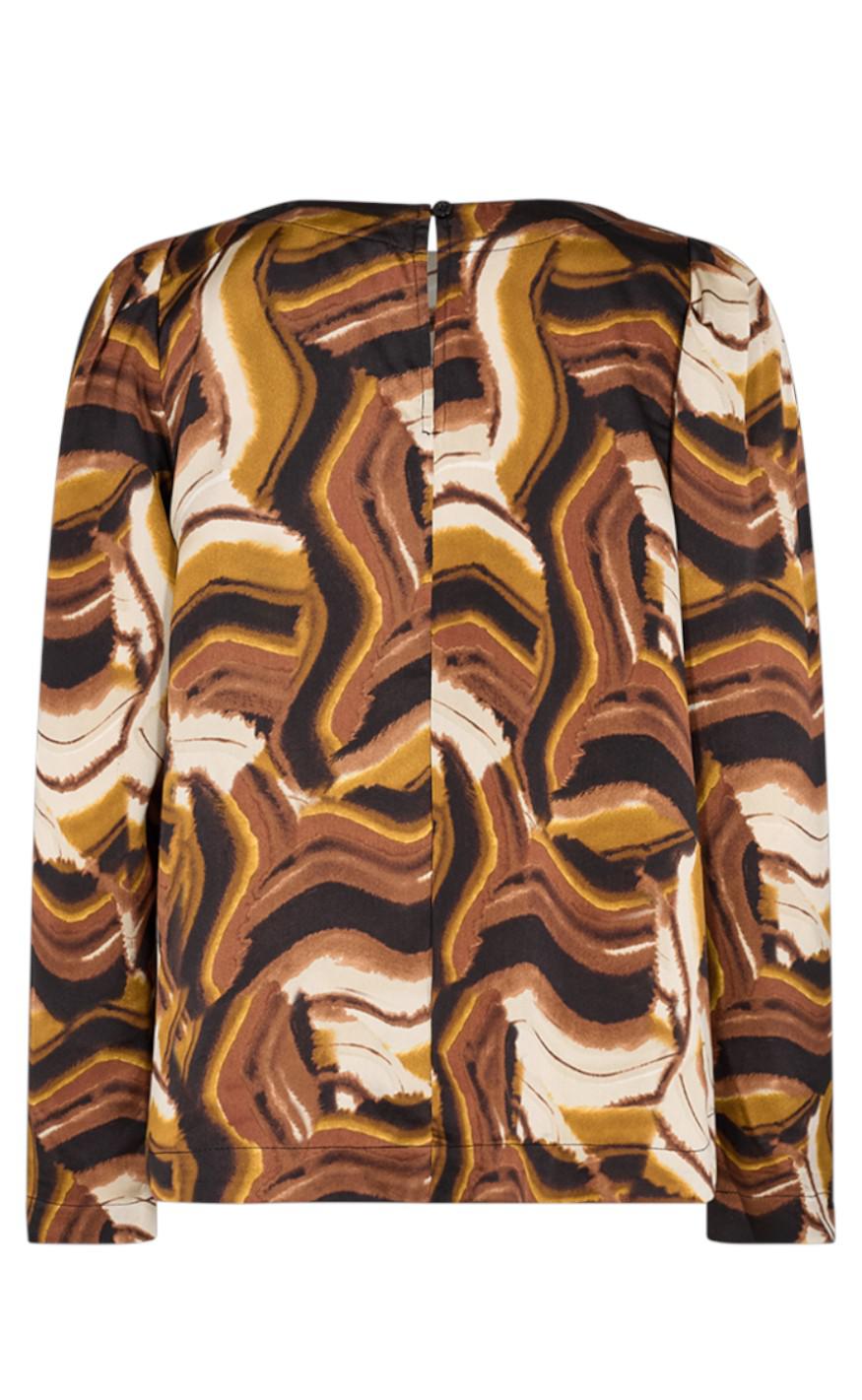 Freequent Bluse - Wish - Black With Amber Green