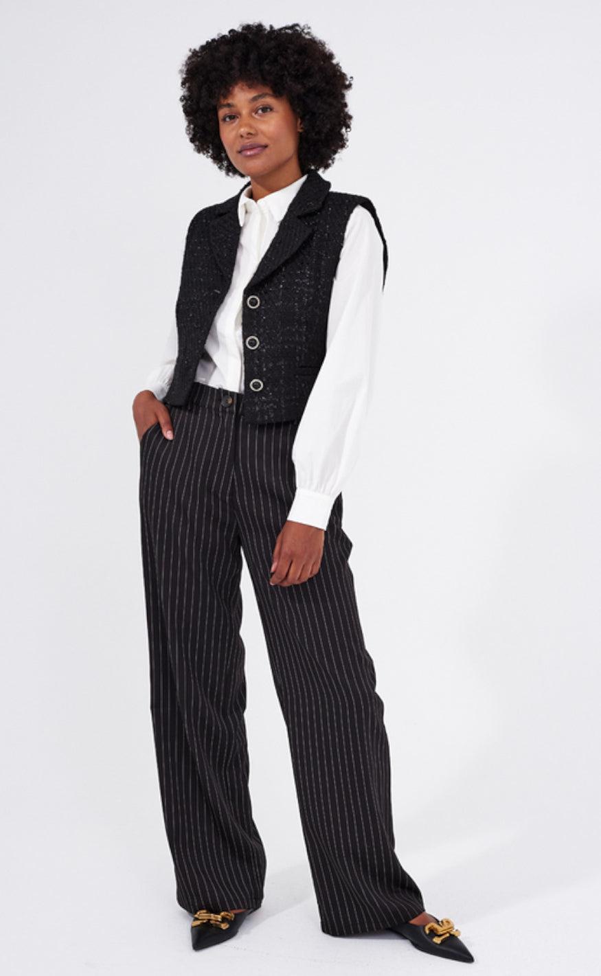 Freequent Bukser - Camillo - Black W. Off White