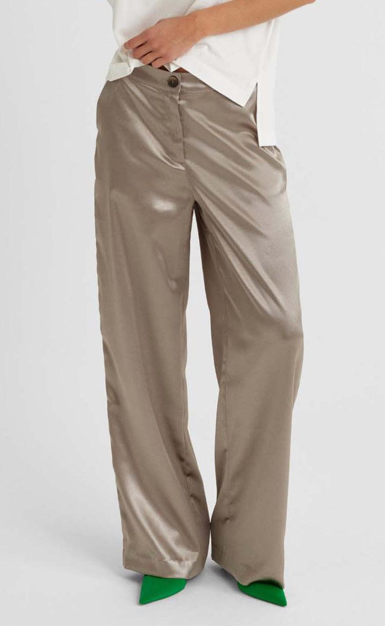 Freequent Bukser - Satin - Desert Taupe Metallic