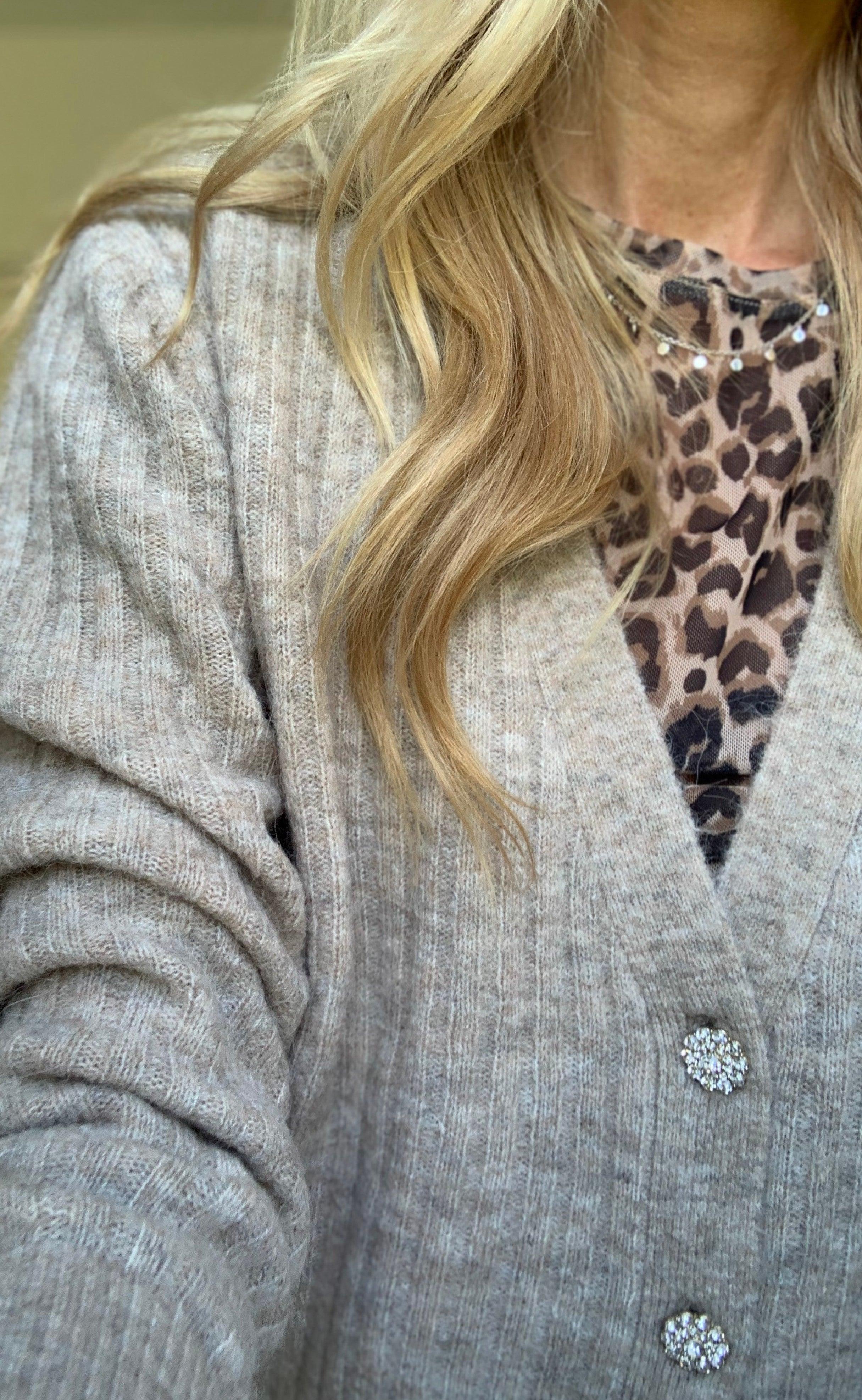Freequent Cardigan - Hilla Diamond - Silver Mink Melange