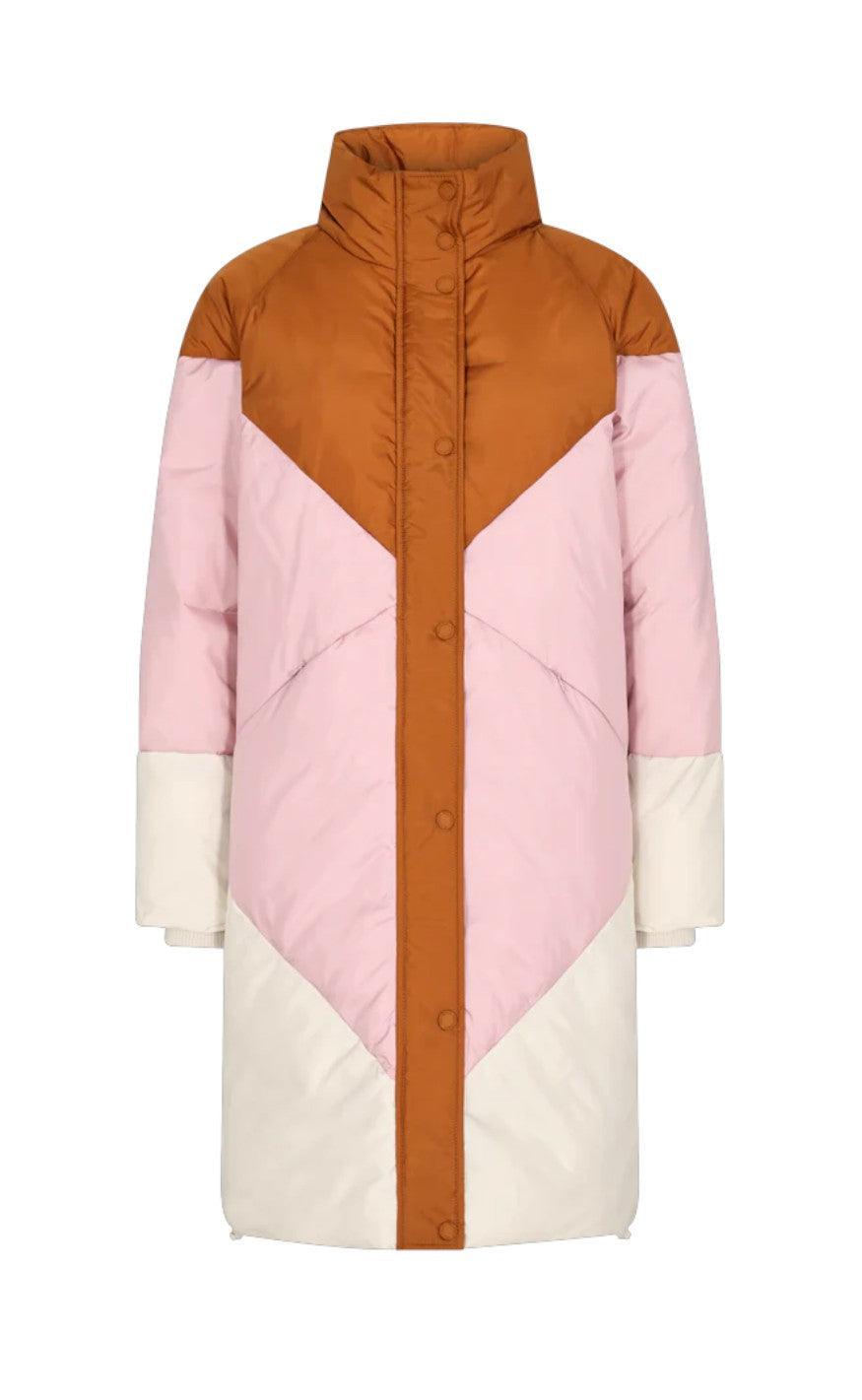 Freequent Jakke - Blocky - Silver Mink With Pale Mauve