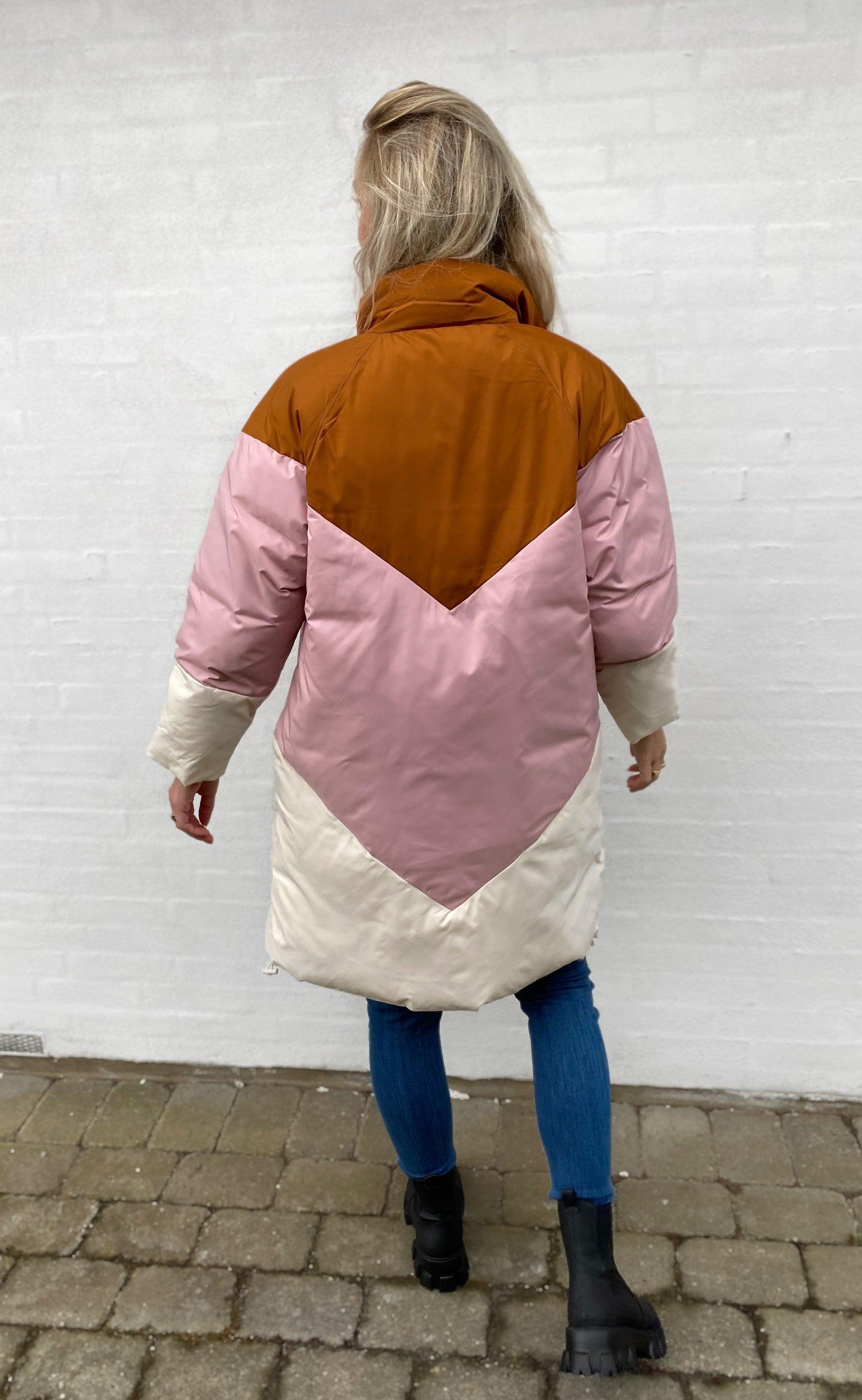 Freequent Jakke - Blocky - Silver Mink With Pale Mauve