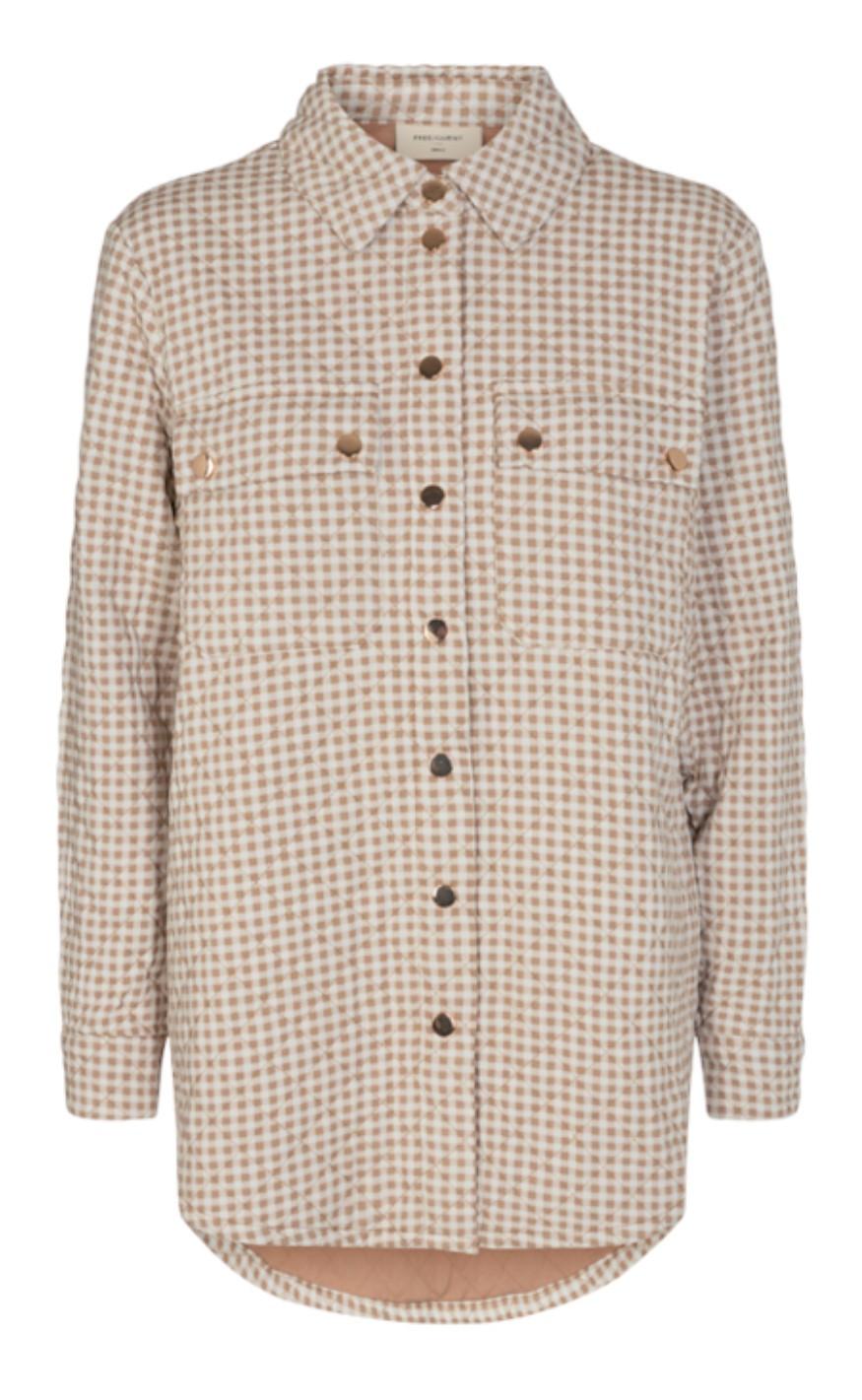 Freequent Jakke - Deta - Beige Sand Mix W. White